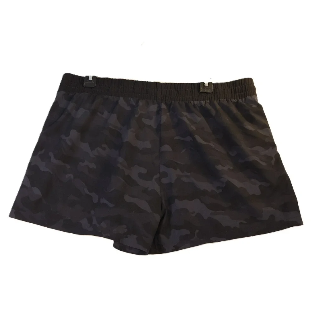 Xersion Mens XL Shorts Black Camo Elastic Waist Drawstring Athletic Training